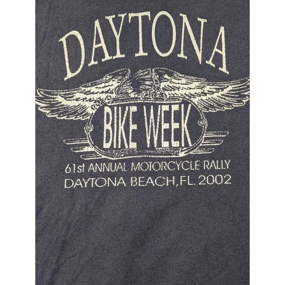 Vintage 2002 Daytona Bike Week Born Rider Graphic T-Shirt XL Black Motorcycle - Picture 6 of 8